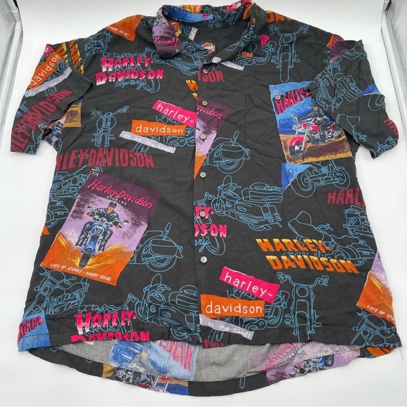 Vintage Harley Davidson Tori Richards Viscose Button Shirt Size XL Made in USA - Picture 3 of 14